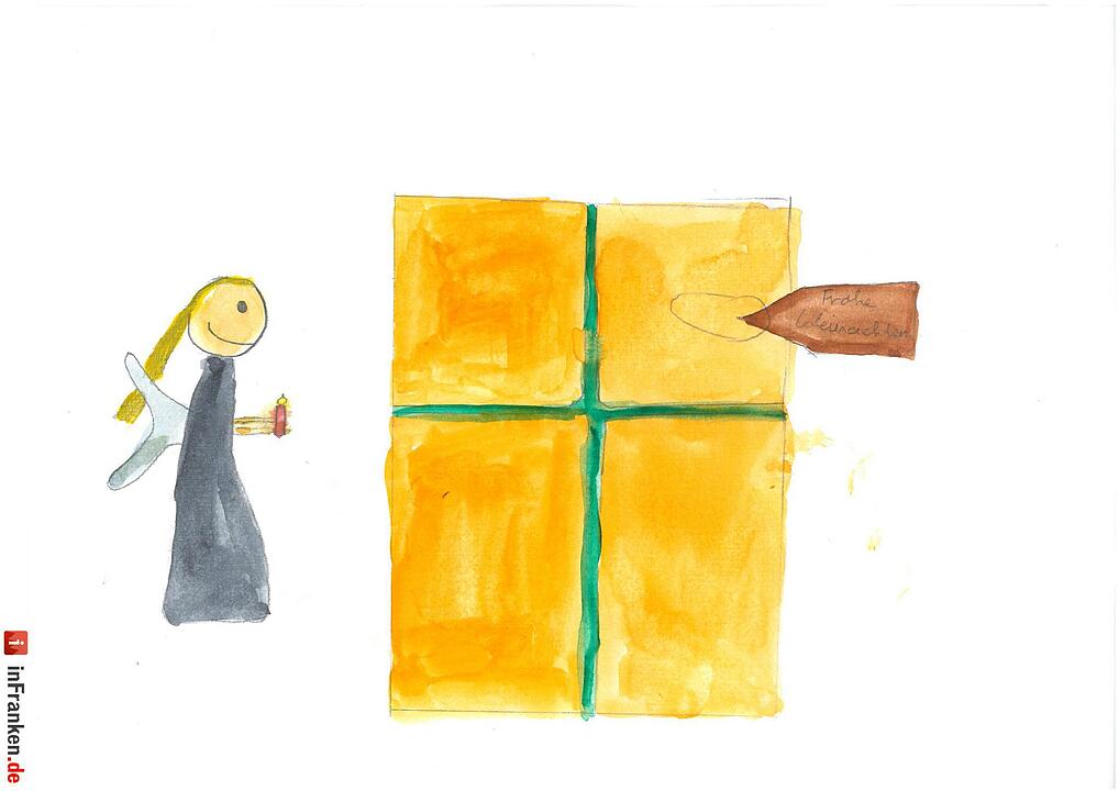 Selbstgemalte Weihnachtsbilder von Kindern aus Franken 2016