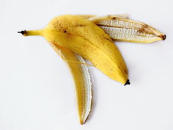 Bananenschalen gehören nicht in die Natur.