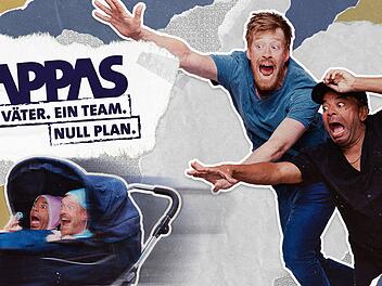Die "Bappas"-Serie mit Sebastian Winkler (links) und Simon Pearce erz&auml;hlt im Mockumentary-Stil vom normalen Alltagswahnsinn zweier Familienv&auml;ter.