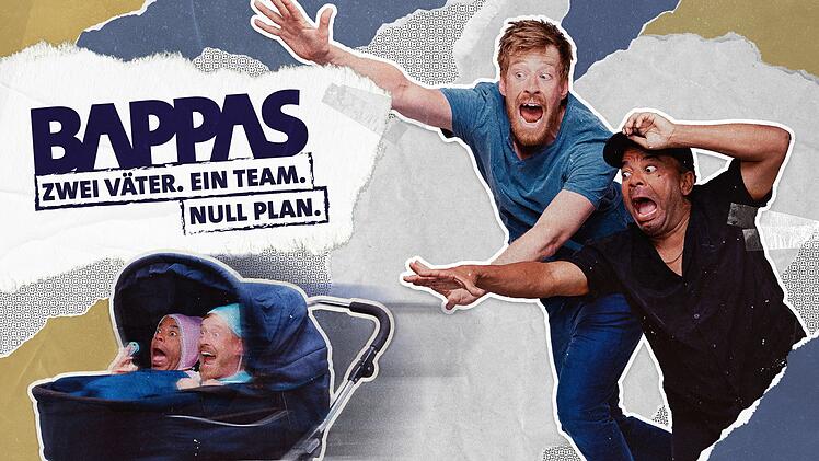 Die "Bappas"-Serie mit Sebastian Winkler (links) und Simon Pearce erzählt im Mockumentary-Stil vom normalen Alltagswahnsinn zweier Familienväter.