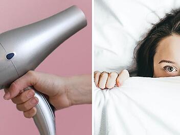 Symbolbild: Föhn, Bett