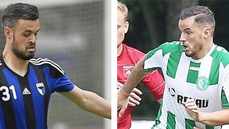 Max Göbhardt (links) und Patrick Hagen (rechts, in grün) bekommen es am morgigen Samstag miteinander zu tun. Dafür tauschten die beiden bereits im Vorfeld das Dress. W. Zink/Archiv