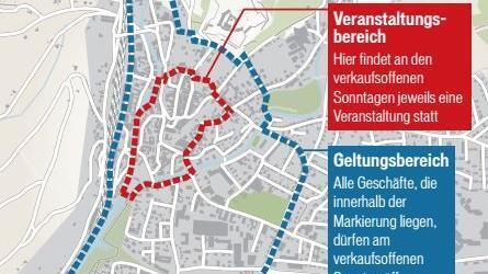 Verkaufsoffene Sonntage gibt es k&uuml;nftig nur noch in der Kronacher Innenstadt. Die Peripherie bleibt au&szlig;en vor. Grafik: FT