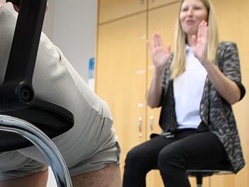 Besonders beliebt bei der Veranstaltung "Gesundheitsstadt": Der Venen-Check am Venenzentrum der Prümmer-Klinik in Bad Brückenau. Foto: Ulrike Müller