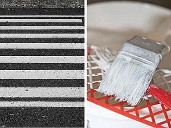 Unbekannte malen Fu&szlig;g&auml;nger&uuml;berwege auf die Stra&szlig;e - erh&ouml;hte Rutschgefahr im Kreis Kitzingen