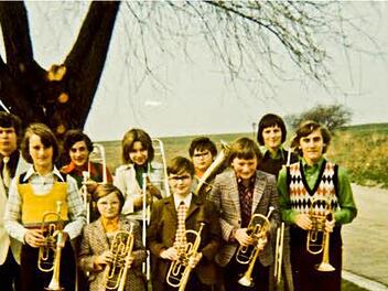 Das erste Gruppenbild der Pautzfelder Blasmusiker aus dem Jahr 1973Fotos: privat