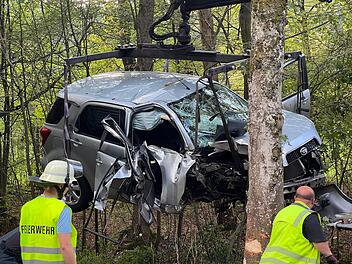 Frau f&auml;hrt mit Auto gegen Baum und verletzt ihre Kinder