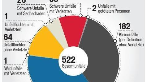 Unfallstatistik für den Bereich Bad Brückenau; Grafik: Carolin Höfler; Quelle: Polizeiinspektion Bad Brückenau