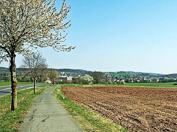Die Kreisstraße CO 11 (links) und ein Fuß- und Radweg begrenzen den landwirtschaftlich genutzten Flurbereich, der nun als "Gewerbegebiet Dörrhof/Neuensorger Straße" ausgewiesen ist. Foto: Klaus Oelzner