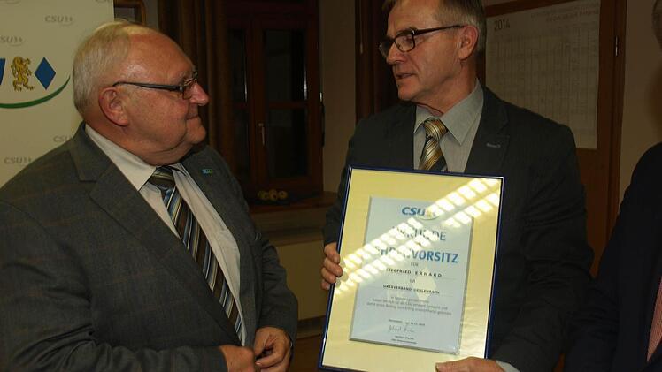 Siegfried Erhard mit dem CSU-Ortsvorsitzender Gerhard Fischer  Fotos: Stefan Geiger