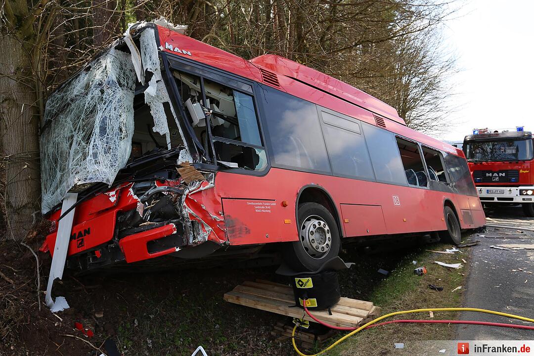 Lkw kracht gegen Schulbus