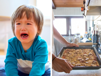 Der Kleine war untröstlich weil er nicht zu seiner Pizza durfte.