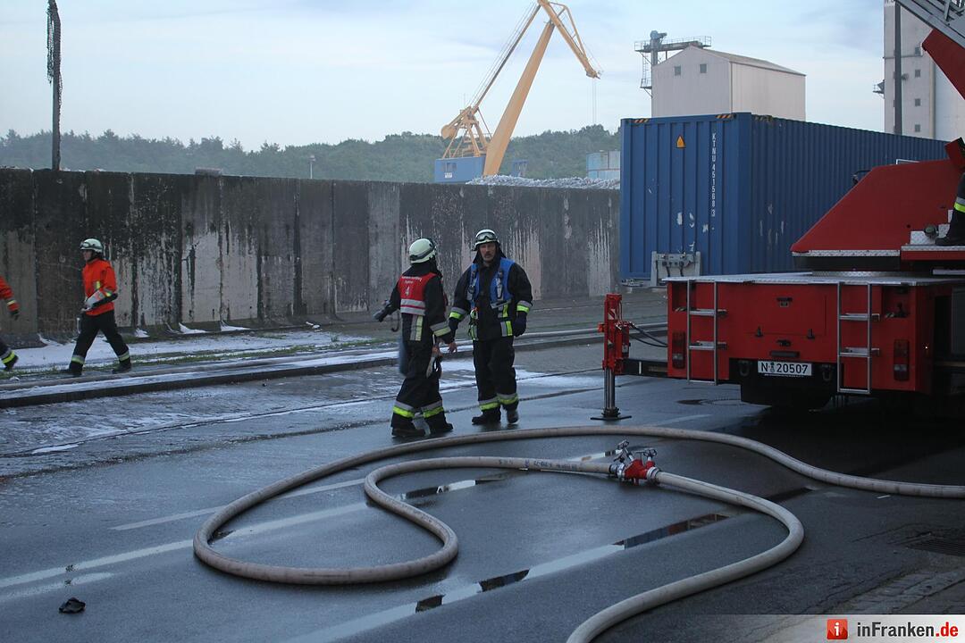 Müllberg am Nürnberger Hafen fängt Feuer – Großeinsatz der Feuerwehr