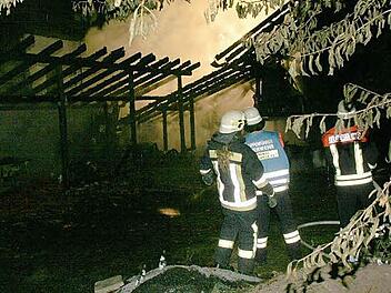 Die Einsatzkräfte hatten während der Nacht alle Hände voll zu tun, um das Feuer im Blumenweg unter Kontrolle zu bekommen. Foto: Michael Stelzner