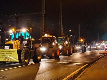 Mit etwa 400 Traktoren machten Landwirte mit ihrer Fahrt von Ruppen nach Kronach auf ihre Probleme aufmerksam. Foto: Maria Löffler