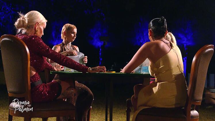 Sie m&uuml;ssen einen Teil ihrer Gage opfern, um im Finale zu bleiben, von links: Gina-Lisa, Edith, Dilara und Franzi (verdeckt).