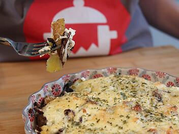 Kartoffel-Pilz-Pfanne aus dem Ofen