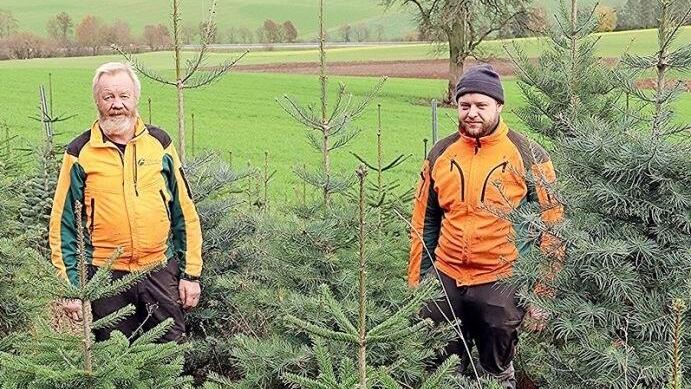 Hofbesitzer Johannes Kettler (rechts) und sein Vater Wolfgang (links) sind seit dem Jahr 2016 überzeugte Bio-Bauern, auch was ihre Christbaumkulturen betrifft.  Foto: Helmut Will
