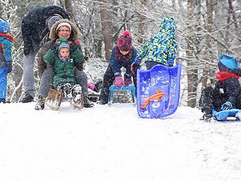 Am Abenteuerspielplatz in Höchstadt-Süd herrschte nach dem ersten Schneefall am Montag Hochbetrieb. Foto: Andreas Dorsch