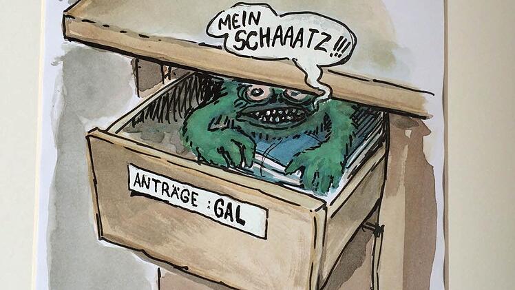 In welcher Rathausschublade verschwinden die Anträge der GAL? Karikatur: Marc Buchner