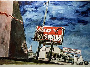 Bob Dylan: "Holbrook, Arizona", 2016, Fine Art Print. - In der Ausstellung "On the Road" auf Schloss Hohenstein begegnen sich historische Mauern und zeitgenössische Kunst.Foto: Jochen Berger