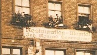 Die "Restauration Maintal" in der Hofer Stra&szlig;e Mitte der 30er-Jahre. Das Schild vorne am Gartenzaun macht darauf aufmerksam, dass beim Wirt Konrad Semmelroch auch Kraftstoff getankt werden konnte.  Fotos: Archiv