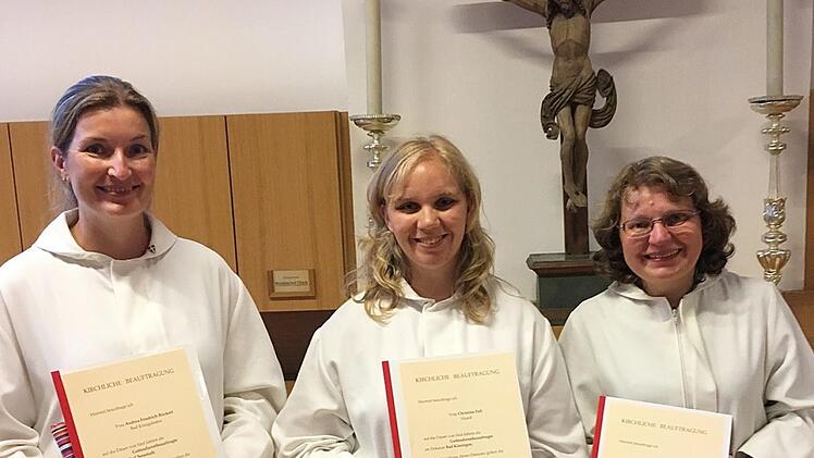 Die neuen Gottesdienstbeauftragten aus Rhön-Grabfeld und Bad Kissingen (von links): Andrea Friedrich-Rückert (Bad Königshofen), Christine Fell (Nüdlingen-Haard) und Ilse Moret (Hohenroth-Windshausen).  Foto: Hanns Friedrich