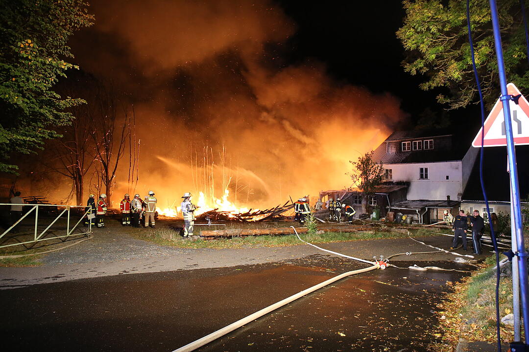 Sägewerk in Rehau in Flammen