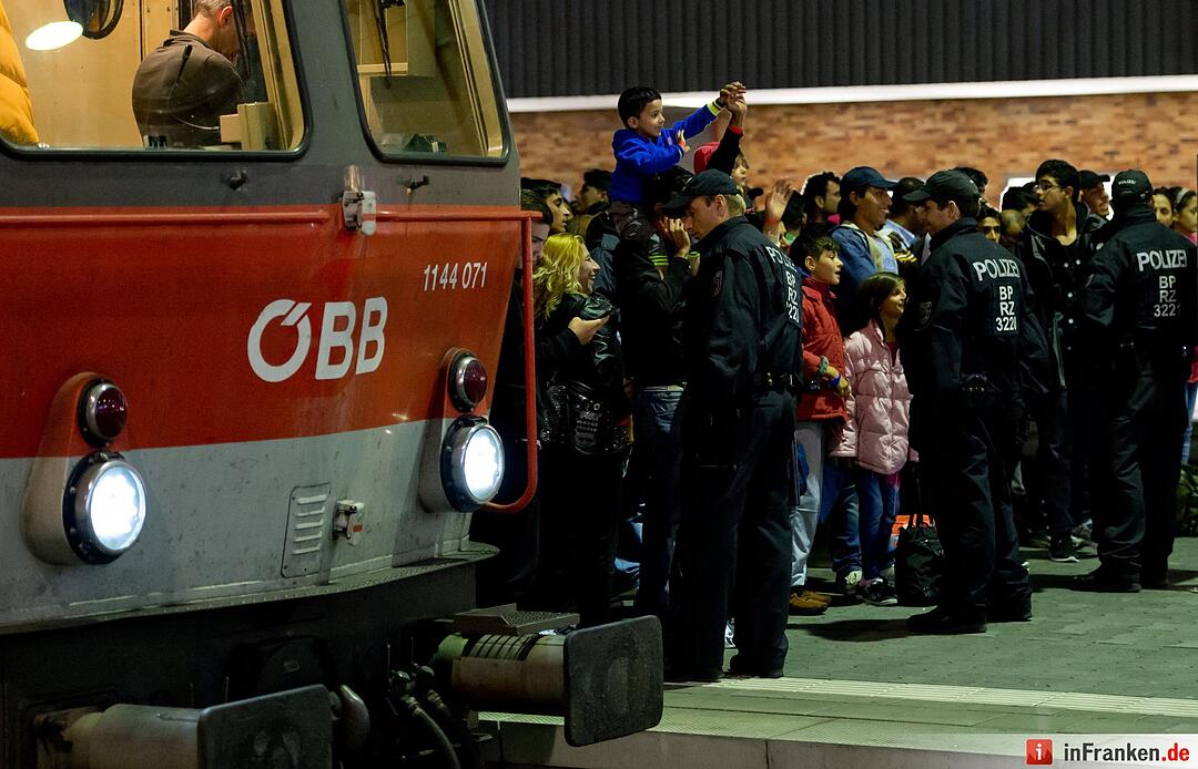Ankunft von Flüchtlingen am Bahnhof München