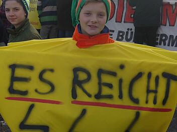 Es ist wieder Zeit für Klartext: Jonas aus Dörfles-Esbach machte im Herbst 2015 in Rödental schon deutlich, was er vom Bau einer Starkstromtrasse hält. Im kommenden Herbst werden er und die Bürger des Landkreises Coburg erneut aufgerufen, sich bei einer Großdemonstration gegen weitere Höchstspannungsleitungen zu wehren. Foto: Berthold Köhler