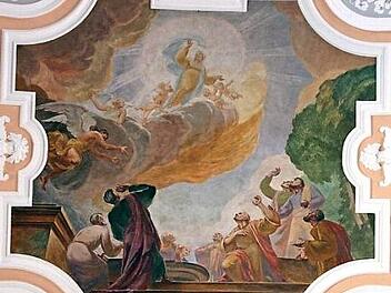 Ein Deckenfresko in der Pfarrkirche St. Michael in Stadtsteinach zeigt die Himmelfahrt. Fotos: BR-Archiv