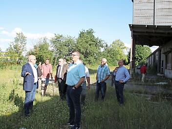 Der jüngsten Stadtratssitzung ging eine Besichtigung des Jägergrundstücks voraus. Im nicht öffentlichen Teil vergaben die Kommunalpolitiker später die Abrissarbeiten.  Foto: Thomas Malz