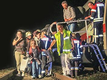 400 Reisende mussten in der Nacht auf Sonntag aus dem ICE 707 evakuiert werden - nach stundenlanger Warterei ohne Toiletten und Klimaanlage.  Auf die Oberleitung gestürzte Bäume hatten die  Stromversorgung des Schnellzuges gekappt. Foto: News5/Merzbach