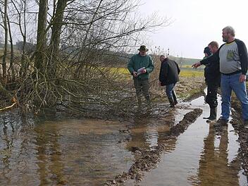 Überall Wasser: Weil ein Biber die Fischaufstiegshilfe mit einem Damm dicht gemacht hat, stehen zwischen Seßlach und Memmelsdorf/Unterfranken landwirtschaftliche Flächen unter Wasser. Foto: Berthold Köhler