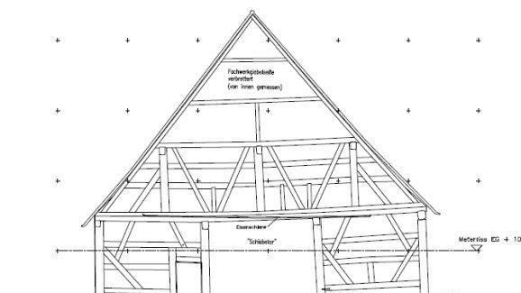 Plan des historischen Gebäudes. Zeichnung: Freilandmuseum Bad Windsheim