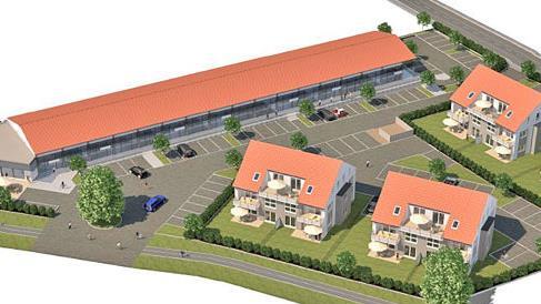 So könnte das "Gesundheitszentrum" mit Tagescafé in der Adelsdorfer Bahnhofstraße aussehen. Skizze: JGT Baumanagement GmbH