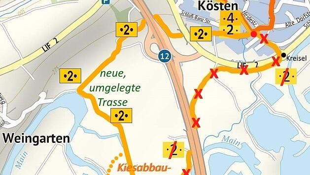 Die Karte beschreibt den neuen Tourverlauf.