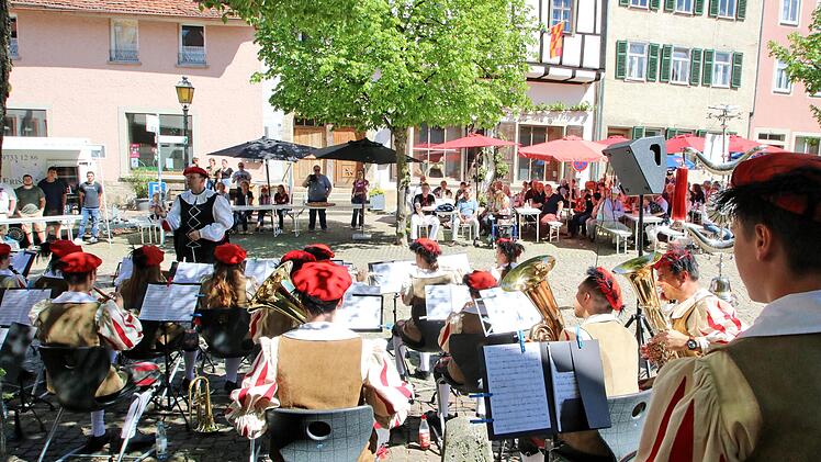 Eine ganze Stunde lang spielte das Jugendblasorchester auf dem Anger für die Freunde aus Stenay. Foto: Dieter Britz