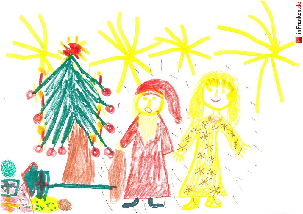 Selbstgemalte Weihnachtsbilder von Kindern aus Franken 2016