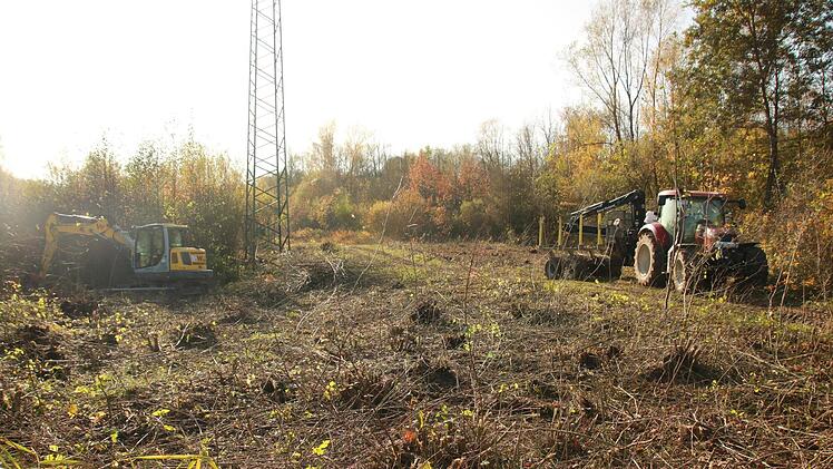 Große Maschinen helfen bei der Arbeit in dem betroffenen Abschnitt bei Bad Staffelstein.