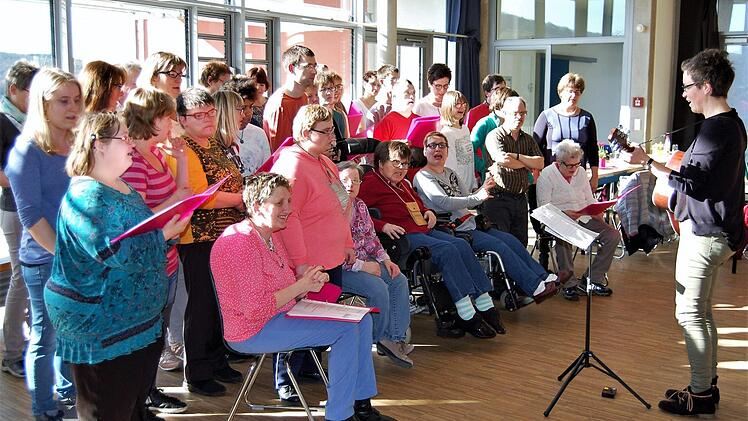 Der Chor des OBA-Singtreffs unter Leitung von Angelika Albert trat bei der Vorstellung der neuen Vereinsstruktur der Bad Kissinger Lebenshilfe auf. Foto: Sigismund von Dobschütz