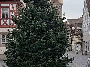 Der Christbaum am Alten Rathaus steht bereits.  Foto: Richard Sänger