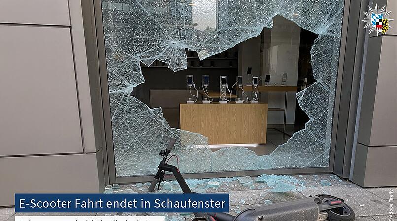 N&uuml;rnberg: Betrunkener E-Scooter-Fahrer kracht in Schaufenster