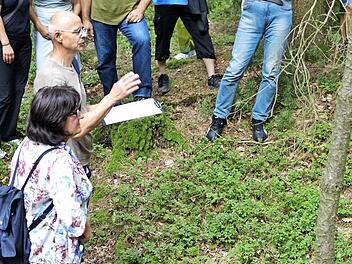 Bernhard Christoph (links) zeigte die Reste der drei Ringwallanlagen auf dem Külmitz.  Foto: Dieter Radziej