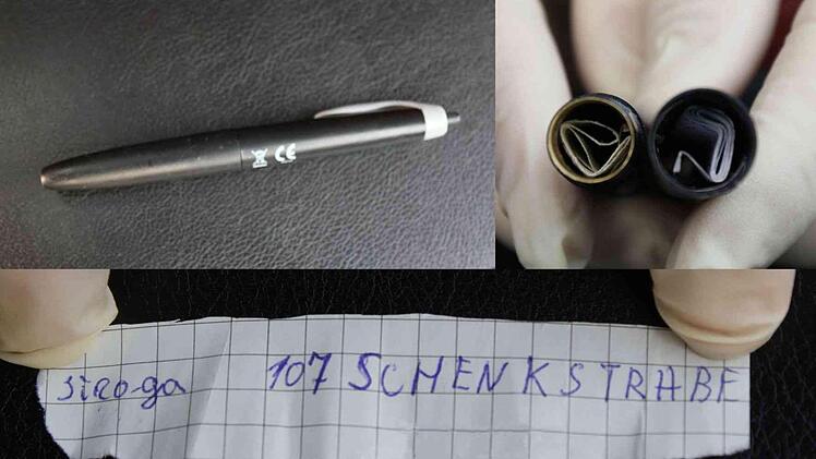 In leeren Kugelschreibern hatten die Straftäter die Zettel versteckt. Polizei