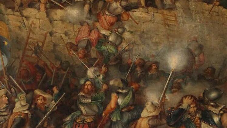 Lorenz Kaims berühmtestes Werk, das in Kronachs altem Rathaus hängt: "Die Stürmung Cronachs" (1837)
