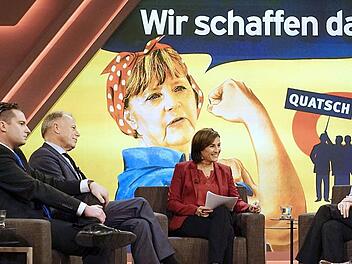 CSU-Mitglied David Bendels (li.) aus Lichtenfels sitzt als Gast im TV-Talk von Sandra Maischberger (3. v. li.). Foto: Max Kohr, WDR