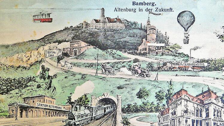 Eine historische Postkarte zeigt: Schon 1907 wurde in Bamberg über einen Bahntunnel diskutiert.
