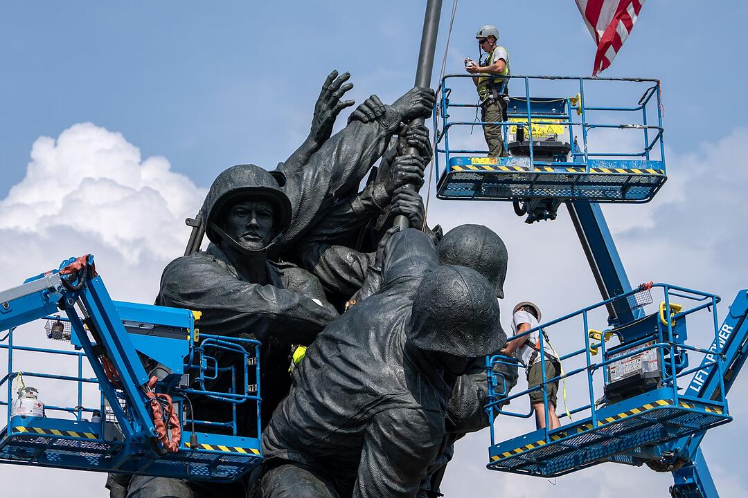 Reinigung des Iwo-Jima-Denkmals in Arlington
