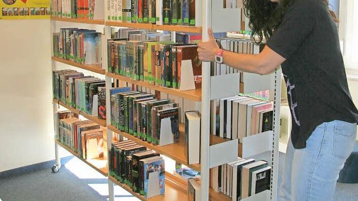 Schon jetzt verfügt die Bücherei von Pettstadt über fahrbare Regale. Die variable Raumaufteilung hat Zukunft.  Foto: Werner Baier